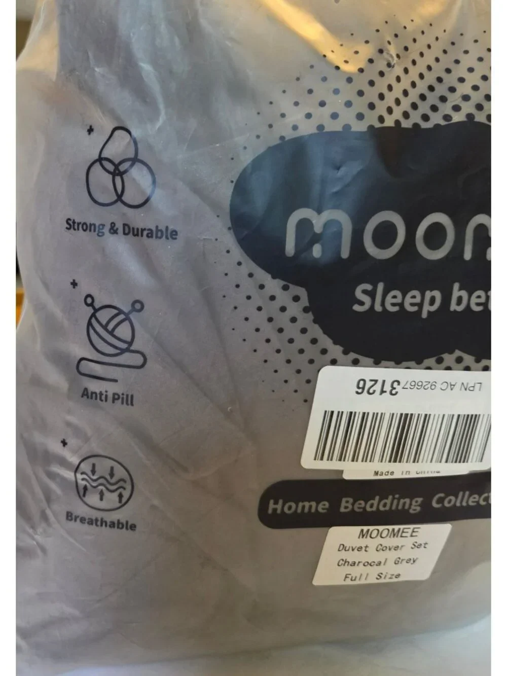 Full Duvet Cover 2 Pillowcases Set Soft Wave Stitching Dark Gray Luxury Bedding